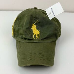 Polo Ralph Lauren Boys (8-20) Green Big Pony #3 Strapback Dad Hat Embroidered